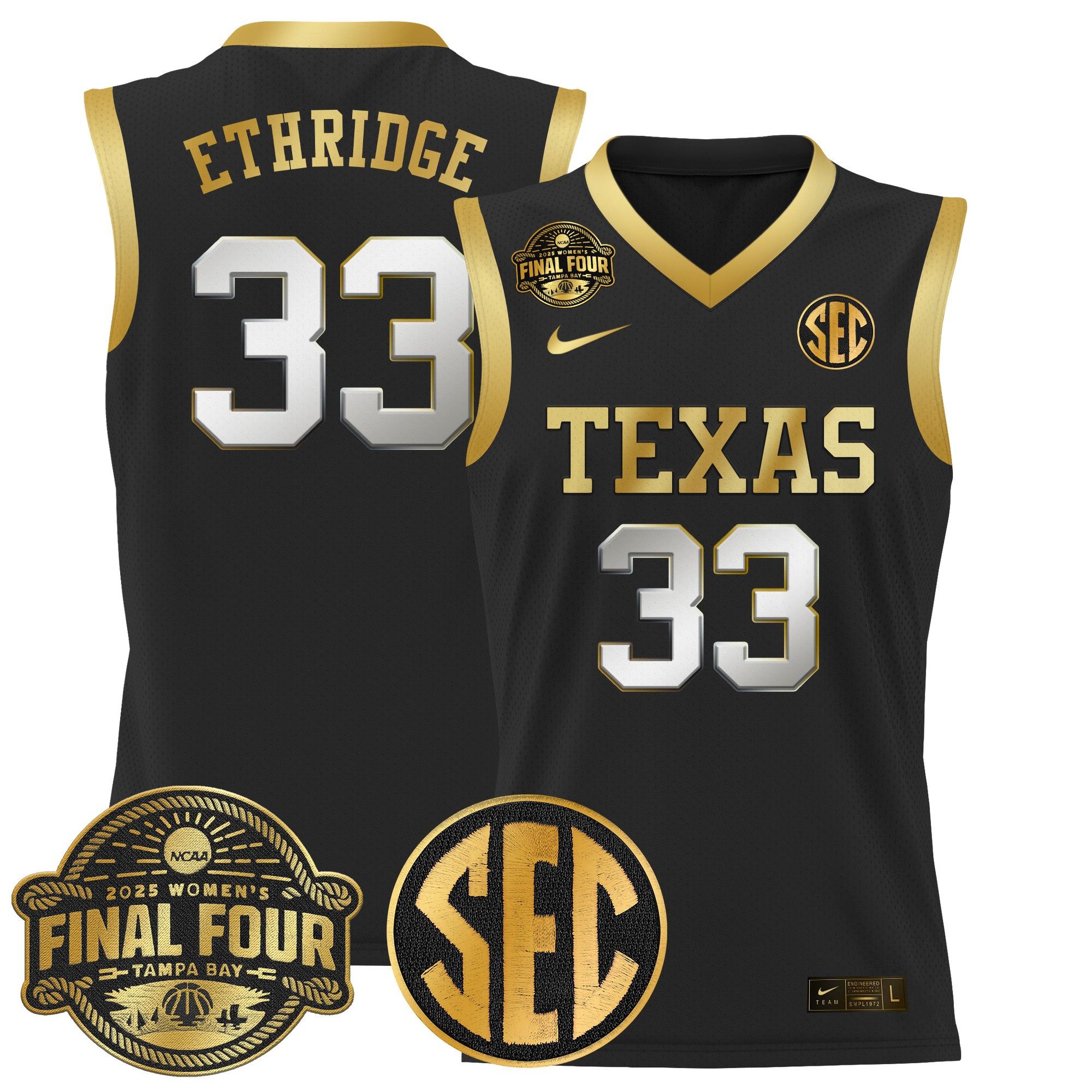 Men Texas Longhorns #33 Ethridge Black Nike 2025 Final Four Patch Lightweight Basketball NCAA Jerseys->ncaa teams->NCAA Jersey